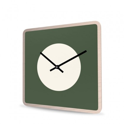 Wall Clock Wood Square Point
