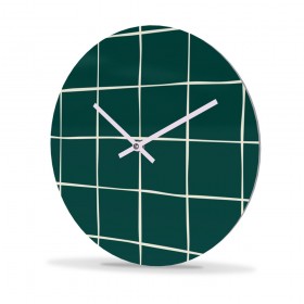 Wall Clock Acrylic Glass Round Checked