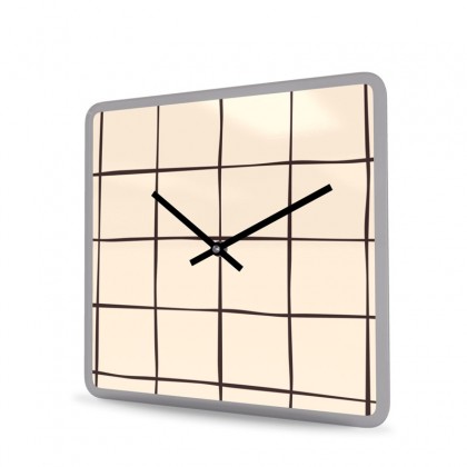 Wall Clock Acrylic Glass Square Checked