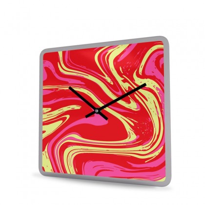 Wall Clock Acrylic Glass Square Marble