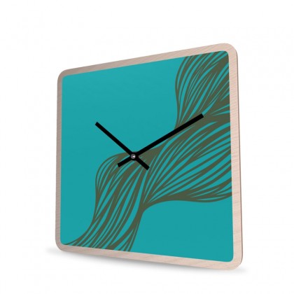 Wall Clock Wood Square Weave